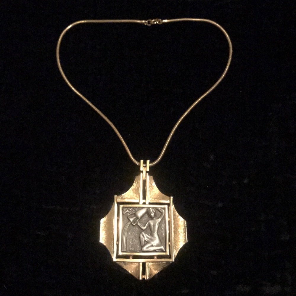 L. Razza Gold Zodiac Sign Aquarius Necklace